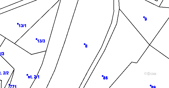 Parcela st. 8 v KÚ Oldřetice, Katastrální mapa