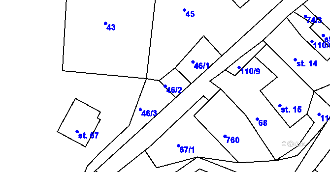 Parcela st. 46/2 v KÚ Oldřetice, Katastrální mapa