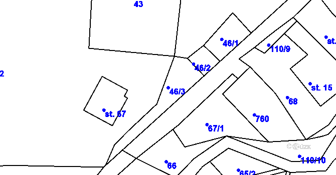Parcela st. 46/3 v KÚ Oldřetice, Katastrální mapa