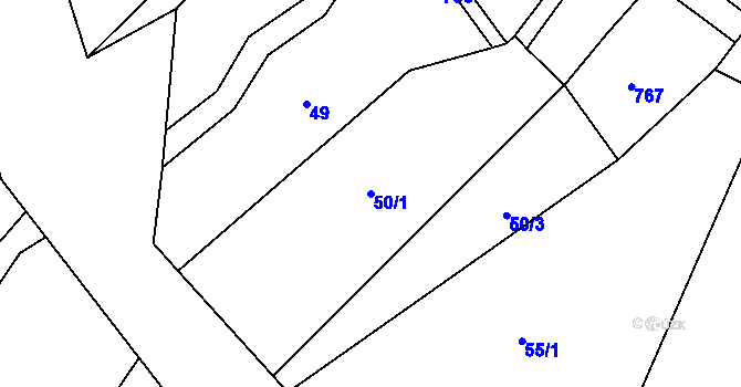 Parcela st. 50/1 v KÚ Oldřetice, Katastrální mapa
