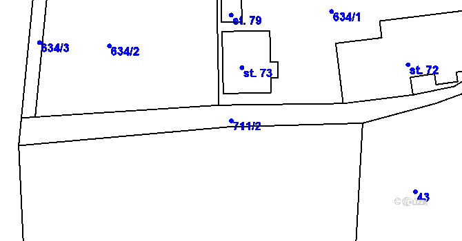 Parcela st. 711/2 v KÚ Oldřetice, Katastrální mapa