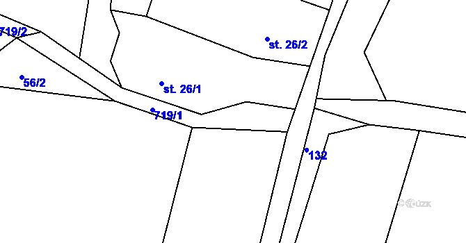 Parcela st. 719 v KÚ Oldřetice, Katastrální mapa