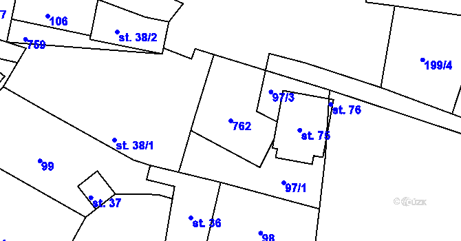 Parcela st. 762 v KÚ Oldřetice, Katastrální mapa