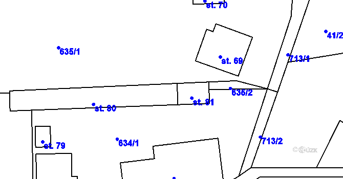 Parcela st. 83 v KÚ Oldřetice, Katastrální mapa