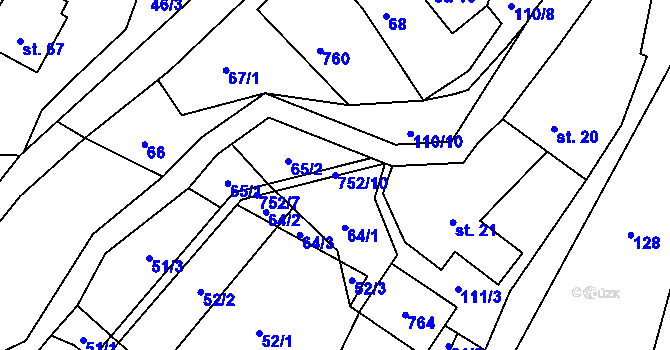 Parcela st. 752/10 v KÚ Oldřetice, Katastrální mapa
