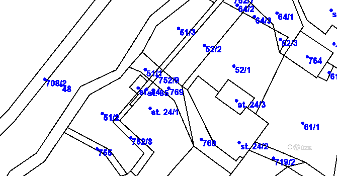 Parcela st. 769 v KÚ Oldřetice, Katastrální mapa