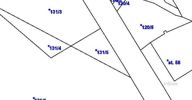 Parcela st. 131/5 v KÚ Oldřetice, Katastrální mapa
