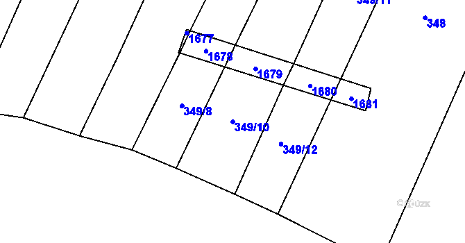 Parcela st. 349/10 v KÚ Oldřichov u Mladé Vožice, Katastrální mapa