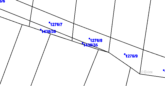 Parcela st. 1438/35 v KÚ Oldřichov u Mladé Vožice, Katastrální mapa