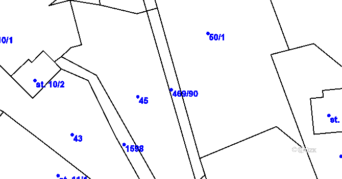 Parcela st. 469/90 v KÚ Oldřichov u Mladé Vožice, Katastrální mapa