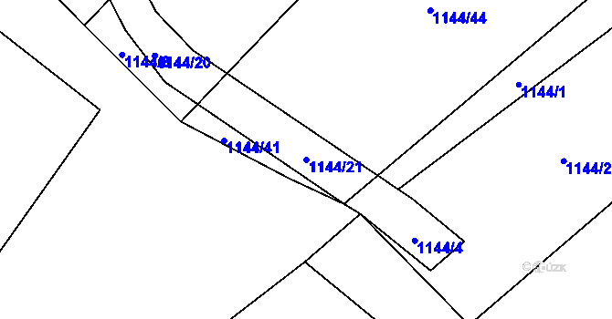 Parcela st. 1144/21 v KÚ Oldřichov u Mladé Vožice, Katastrální mapa