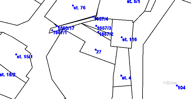 Parcela st. 27 v KÚ Oldřichov u Mladé Vožice, Katastrální mapa