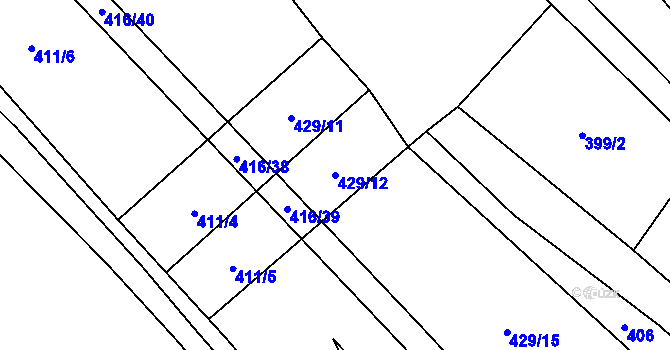 Parcela st. 429/12 v KÚ Zhoř u Mladé Vožice, Katastrální mapa