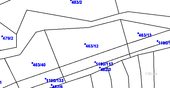 Parcela st. 463/12 v KÚ Zhoř u Mladé Vožice, Katastrální mapa