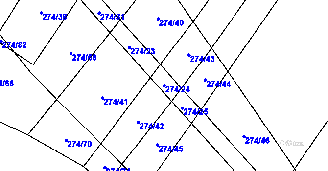 Parcela st. 274/24 v KÚ Zhoř u Mladé Vožice, Katastrální mapa