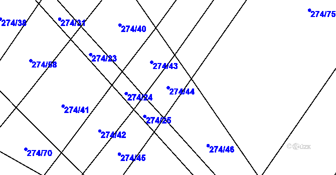 Parcela st. 274/44 v KÚ Zhoř u Mladé Vožice, Katastrální mapa