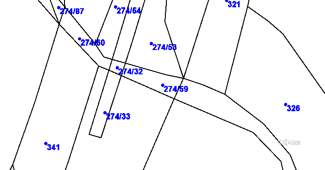 Parcela st. 274/59 v KÚ Zhoř u Mladé Vožice, Katastrální mapa