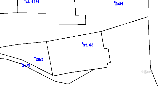 Parcela st. 65 v KÚ Zhoř u Mladé Vožice, Katastrální mapa