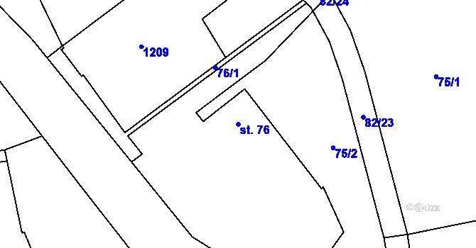 Parcela st. 76 v KÚ Zhoř u Mladé Vožice, Katastrální mapa