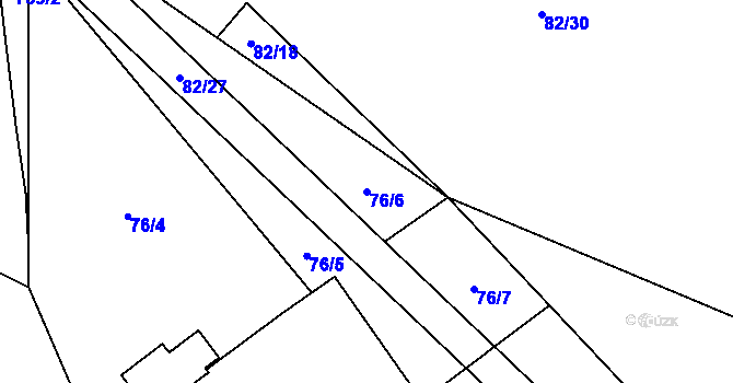 Parcela st. 76/6 v KÚ Zhoř u Mladé Vožice, Katastrální mapa