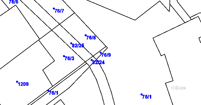 Parcela st. 76/9 v KÚ Zhoř u Mladé Vožice, Katastrální mapa