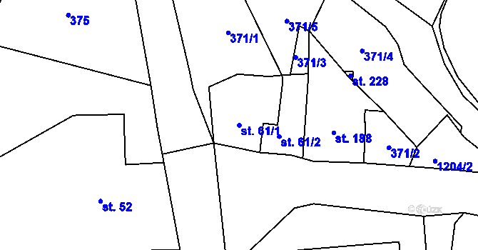 Parcela st. 61/1 v KÚ Oldřichov na Hranicích, Katastrální mapa