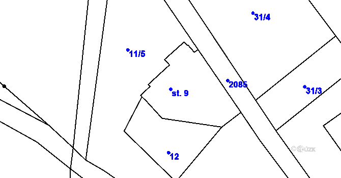 Parcela st. 9 v KÚ Oldřichov v Hájích, Katastrální mapa
