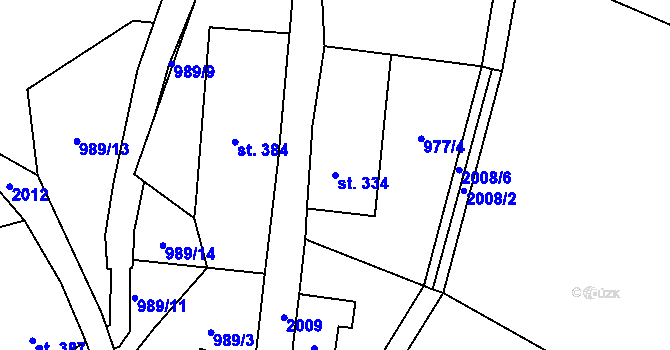 Parcela st. 334 v KÚ Oldřichov v Hájích, Katastrální mapa