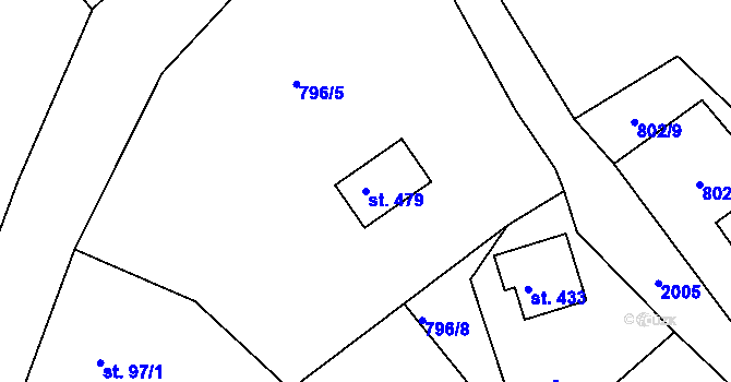 Parcela st. 479 v KÚ Oldřichov v Hájích, Katastrální mapa