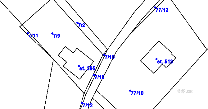 Parcela st. 7/10 v KÚ Oldřichov v Hájích, Katastrální mapa