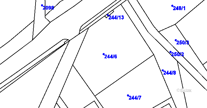 Parcela st. 244/6 v KÚ Oldřichov v Hájích, Katastrální mapa