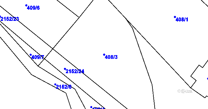Parcela st. 408/3 v KÚ Oldřichov v Hájích, Katastrální mapa