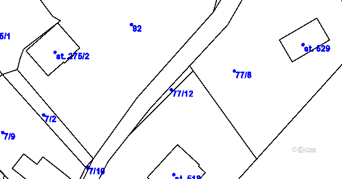 Parcela st. 77/12 v KÚ Oldřichov v Hájích, Katastrální mapa