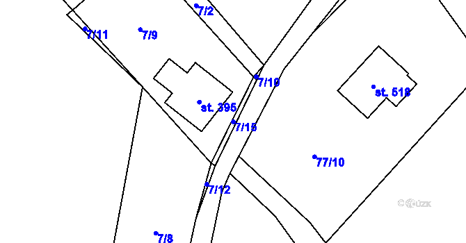 Parcela st. 7/15 v KÚ Oldřichov v Hájích, Katastrální mapa