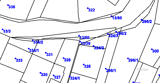 Parcela st. 13/28 v KÚ Oldřichovice u Napajedel, Katastrální mapa