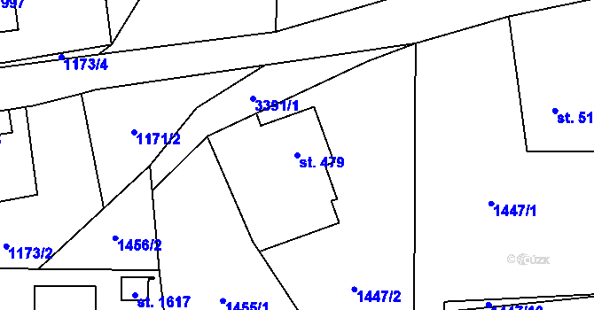 Parcela st. 479 v KÚ Oldřichovice u Třince, Katastrální mapa