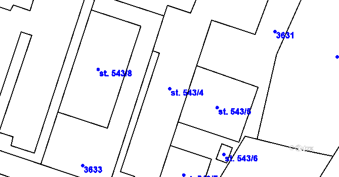 Parcela st. 543/4 v KÚ Oldřichovice u Třince, Katastrální mapa