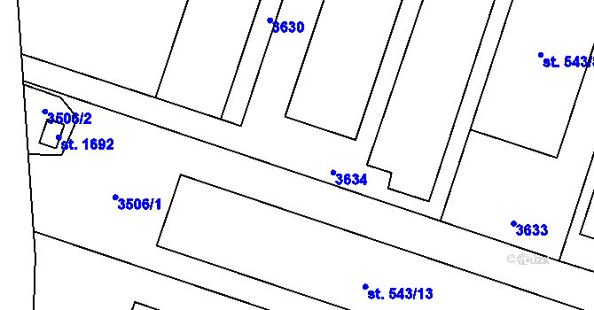 Parcela st. 543/21 v KÚ Oldřichovice u Třince, Katastrální mapa