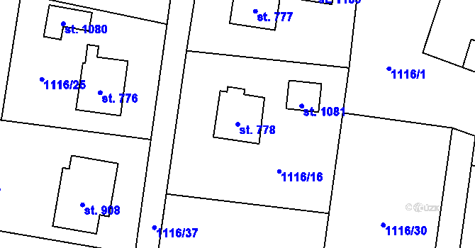 Parcela st. 778 v KÚ Oldřichovice u Třince, Katastrální mapa