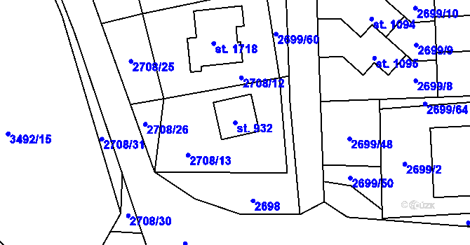 Parcela st. 932 v KÚ Oldřichovice u Třince, Katastrální mapa