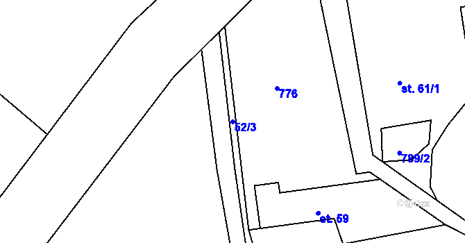 Parcela st. 52/3 v KÚ Oldřichovice u Třince, Katastrální mapa