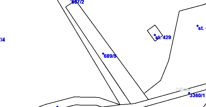 Parcela st. 689/5 v KÚ Oldřichovice u Třince, Katastrální mapa
