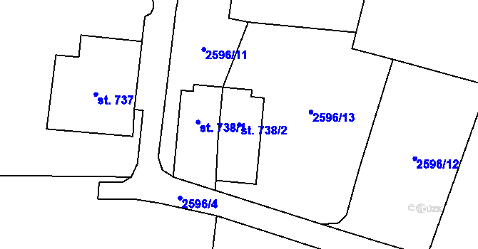 Parcela st. 738/2 v KÚ Oldřichovice u Třince, Katastrální mapa