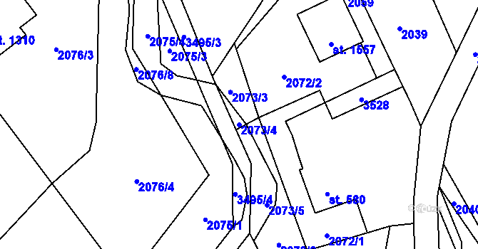 Parcela st. 2073/4 v KÚ Oldřichovice u Třince, Katastrální mapa