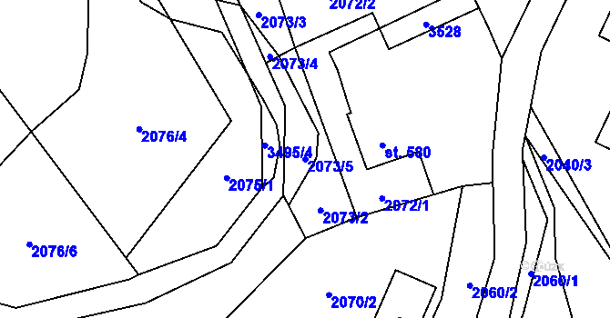 Parcela st. 2073/5 v KÚ Oldřichovice u Třince, Katastrální mapa