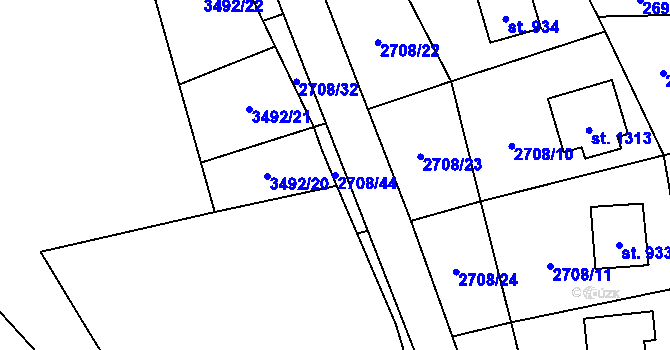Parcela st. 2708/44 v KÚ Oldřichovice u Třince, Katastrální mapa
