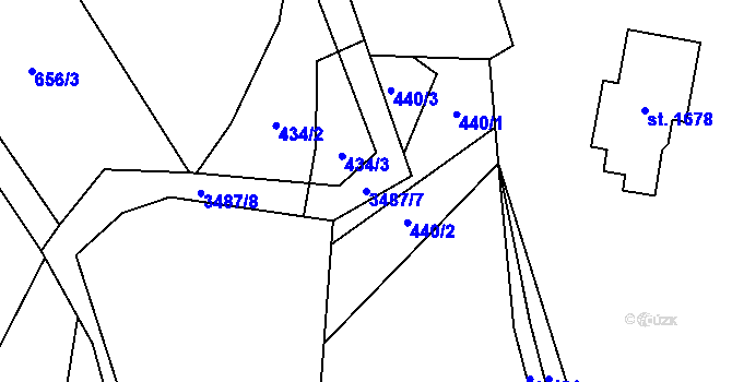 Parcela st. 3487/7 v KÚ Oldřichovice u Třince, Katastrální mapa