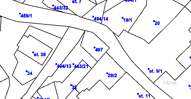 Parcela st. 12 v KÚ Oldřiš u Hlinska, Katastrální mapa
