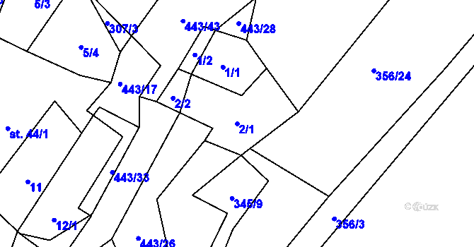 Parcela st. 2 v KÚ Oldřiš u Hlinska, Katastrální mapa