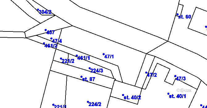 Parcela st. 47/1 v KÚ Oldřiš u Hlinska, Katastrální mapa